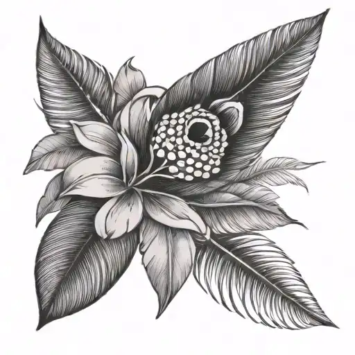 Plumeria With Peacock Feather