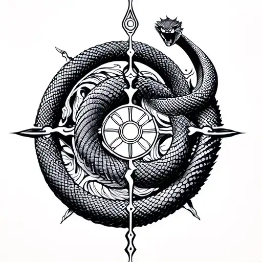 Dharma Wheel Snake Design