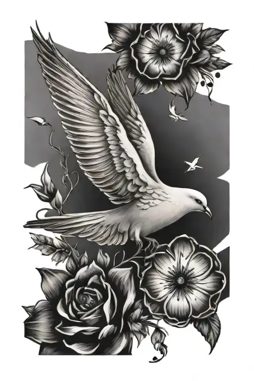 Dove And Flower And Quote