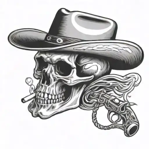 Skull Cowboy Hat & Smoking