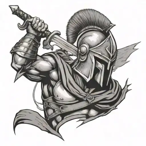 Spartan Fighter Tired Of Fighting With Headphones And Sword On The Side