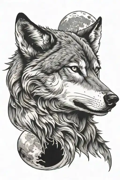 Wolf Howling At The Moon Merging Together