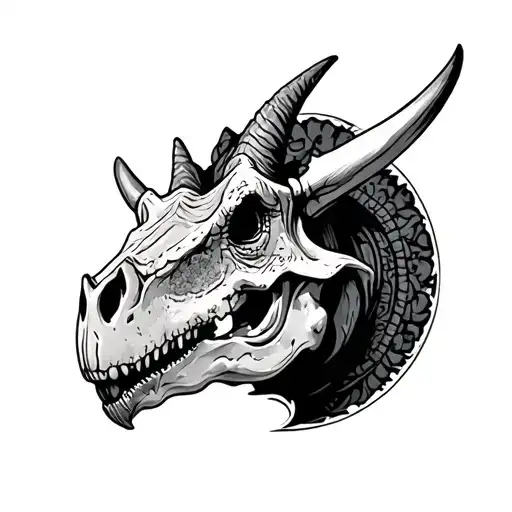 Tattoo Of A Triceratops Skull Adorned