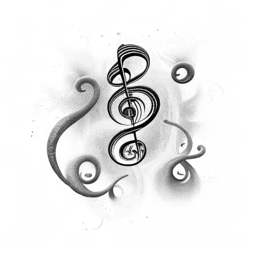 A Music Note Made Of Waves And Seashells