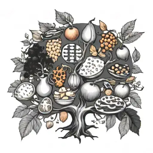 A Tree With Branches Shaped Like Different Types Of Food