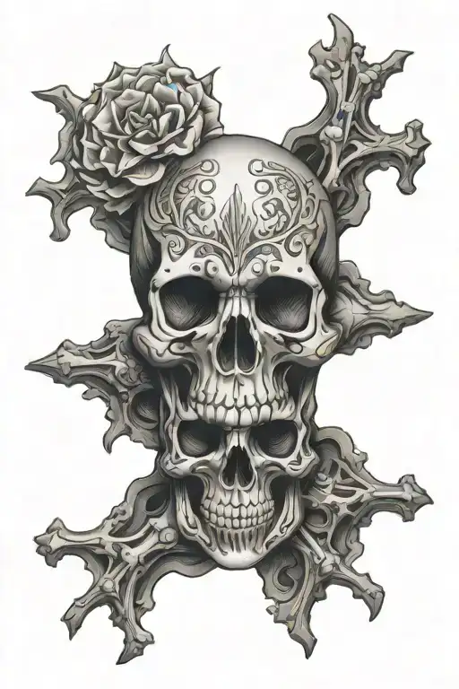 Spine And Bones Tattoo Skull Psychedelic Eyes