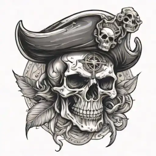 3D Skull Mit Compass Pirate