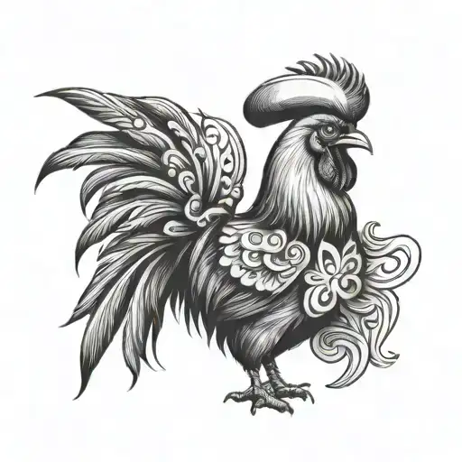 Rooster With Shirt And Hat