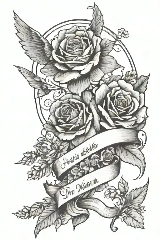 Angle With A Poem Quote And Flowers