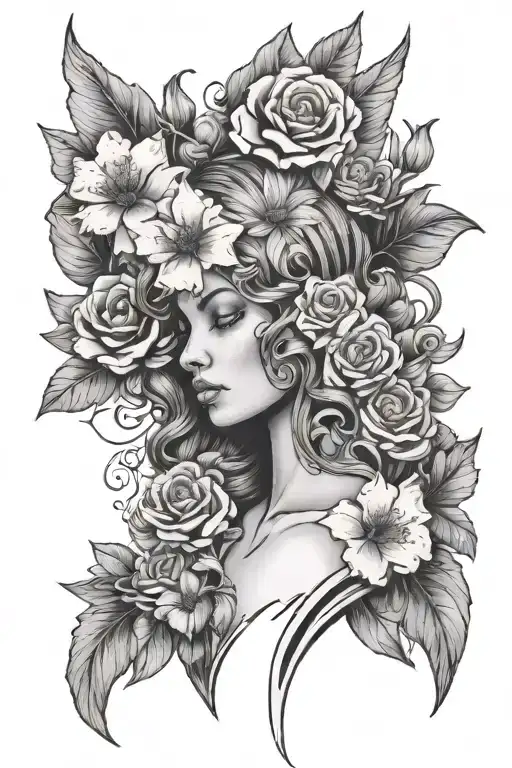 Angle Body With A Poem Quote And Flowers