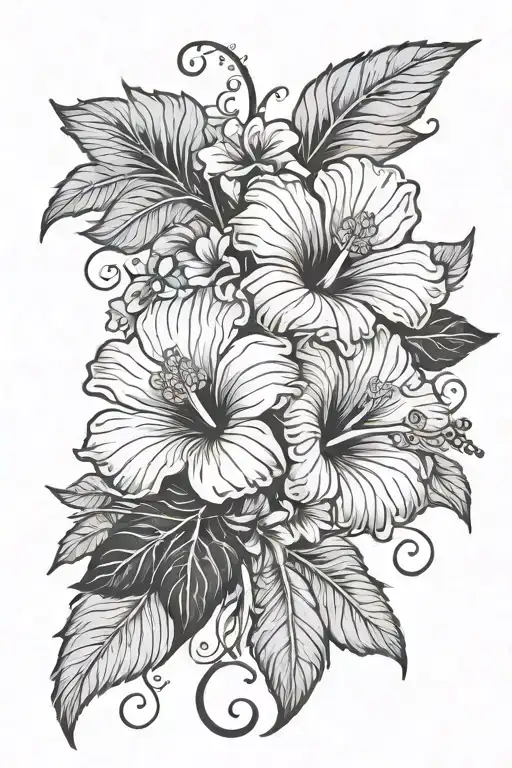 Hibiscus Flower Vine Spine Tattoo With Flowers