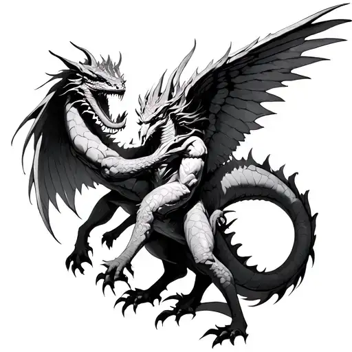 Angel Fighting A Dragon