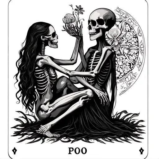 Lovers Tarot Card Skeletons