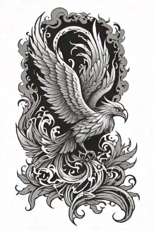 Phoenix Rising From The Ashes Symbolizing Rebirth