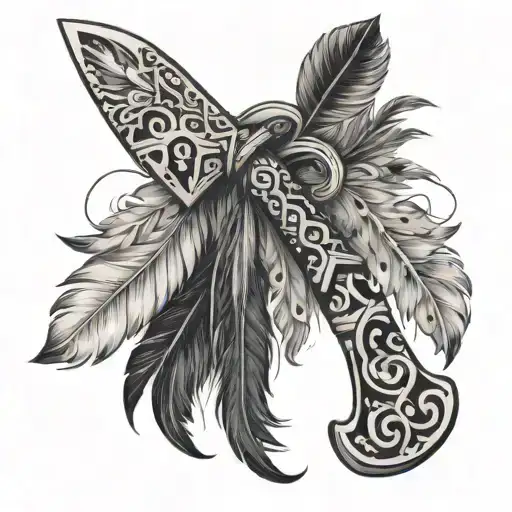 Za-gor-te-nay Axe And Indian Feathers