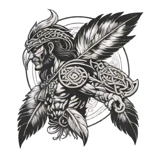 Zagor From Darkwood Axe And Indian Feathers Around