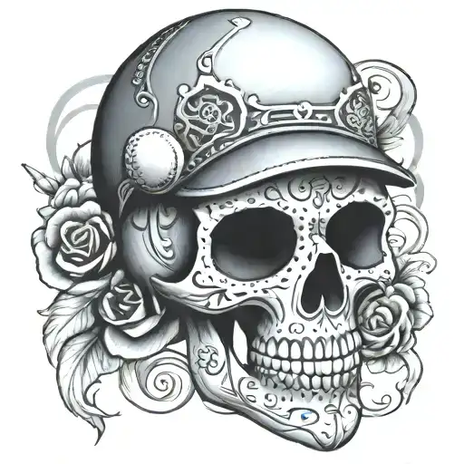 Day Of The Dead Skull With A Baseball