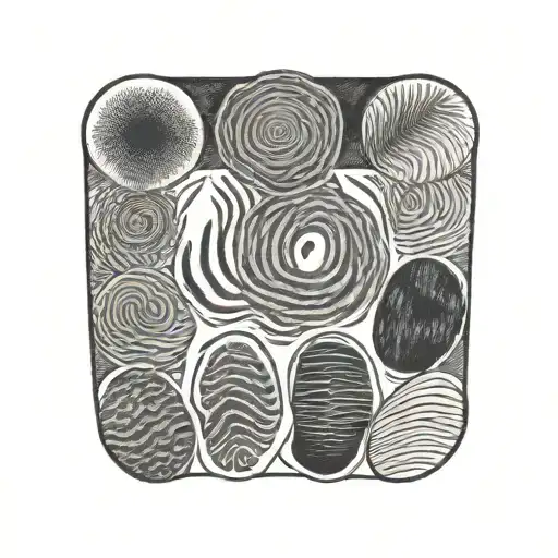 A Single Family Tattoo Containing All 5 Portions Of The Fingerprints Of The Members