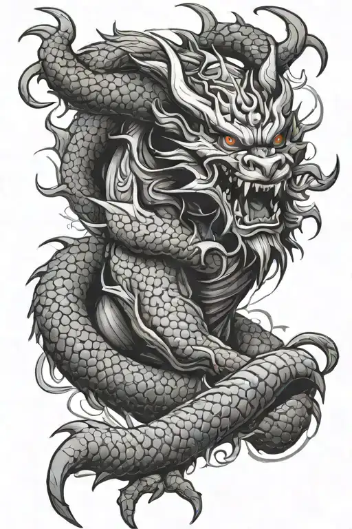 Japanese Oni Samurai Dragon