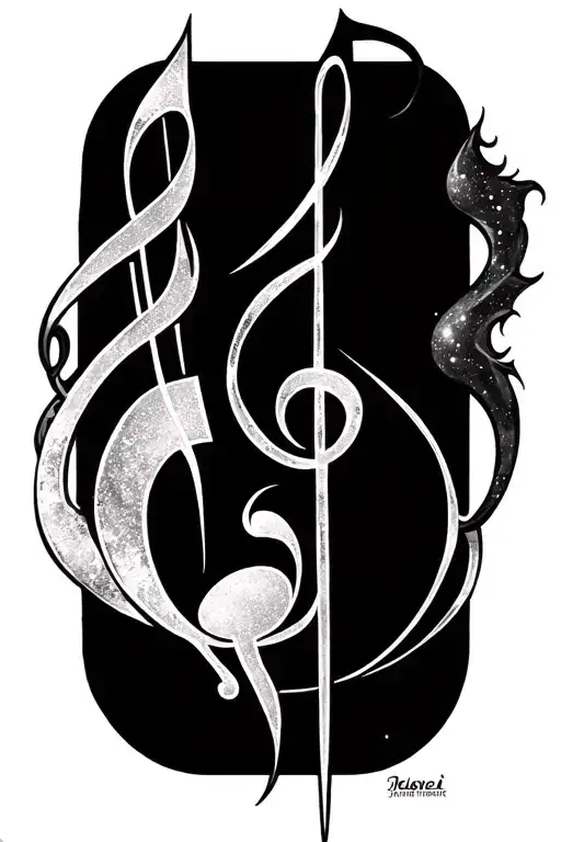 Demonic Music Notes And Galaxies