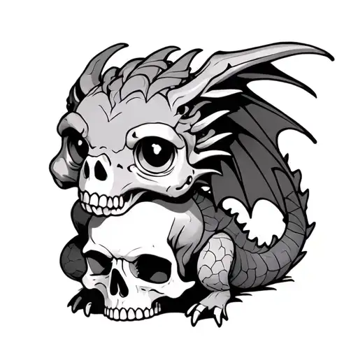 Anime Baby Dragon On A Skull