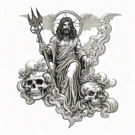 Black Sabbath Heaven And Hell Album Cover Tattoo Design
