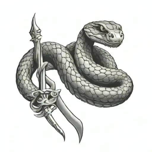 Snake With Trident Surrounded
