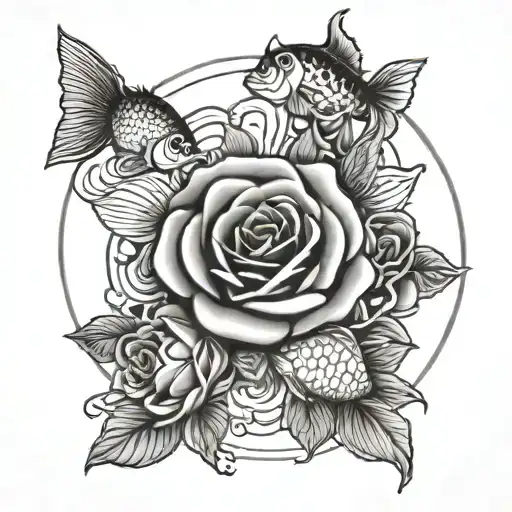 Roses And Pices Fish In Circle