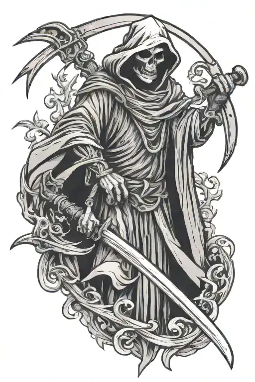 Grim Reaper Holding A Scythe