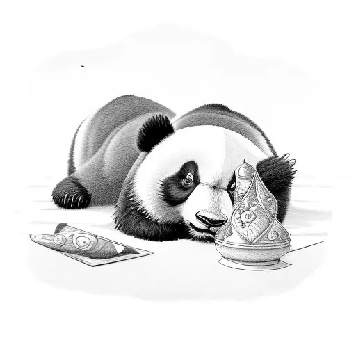 Panda Sleeping In The Flat Floor