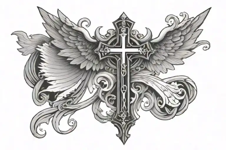 Christian Cross With Angel