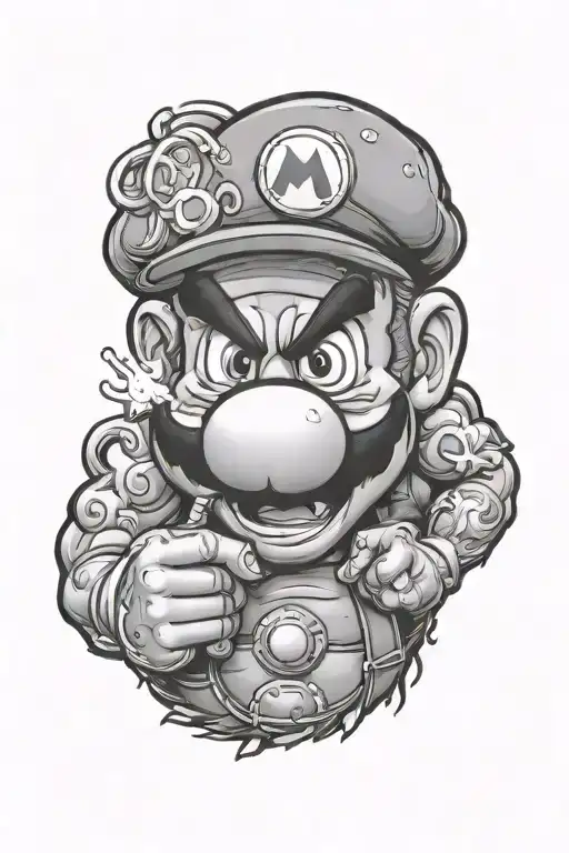 Super Muscular Mario Smoking Weed