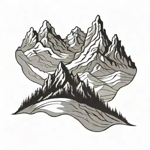 Ski Mountain Range Silhouette