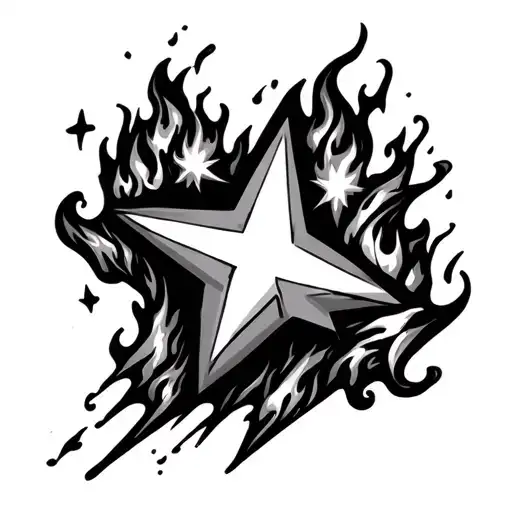 Shooting Star With Fire Falling Down