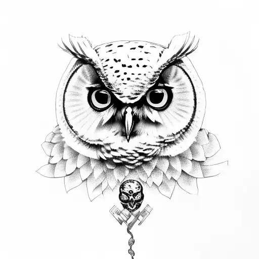 Owl With Skull And Snake