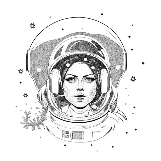 Female Astronaut With Alien Flowers Infesting Helmet