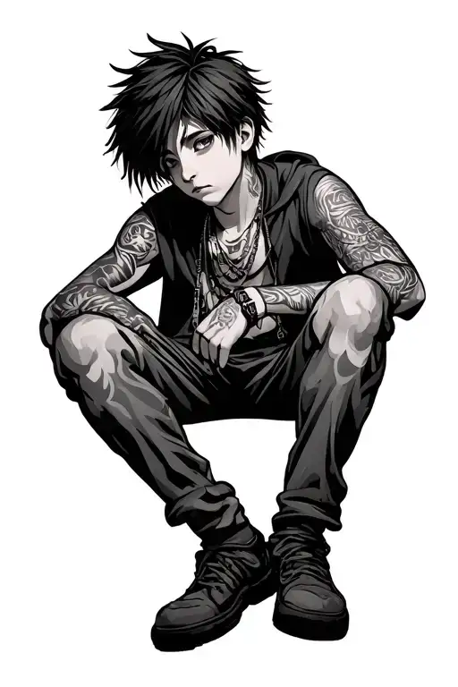 Tribal Emo Boy Sitting