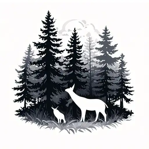 Forest Trees Background Looking Animals