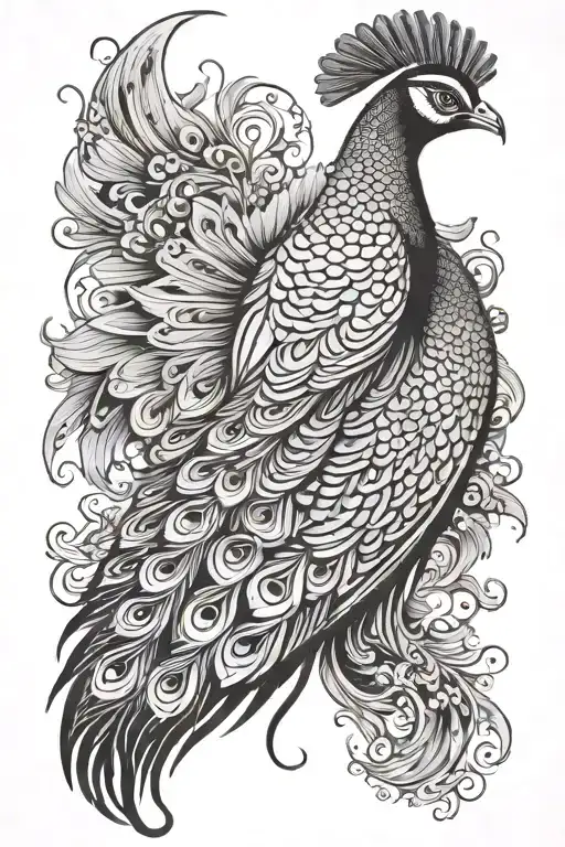 Flowing Peacock With Detailed Wings