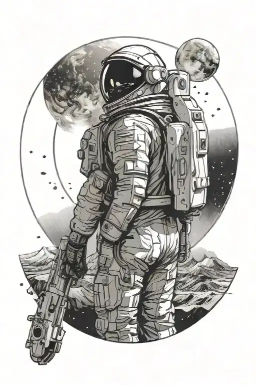 Looking At From Behind An Astronaut Facing The Sun