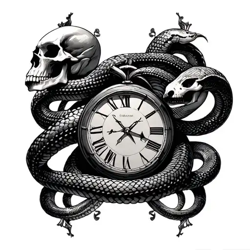 Skulls And Snakes And A Clock Face
