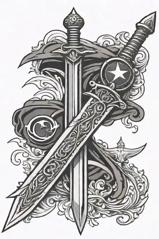 Sword With Turkish Flag Behind It