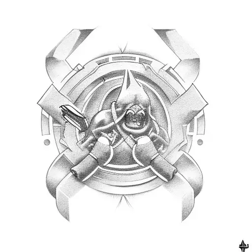 A Powerful Tattoo Design Combining Gym Equipment With Religious Symbols