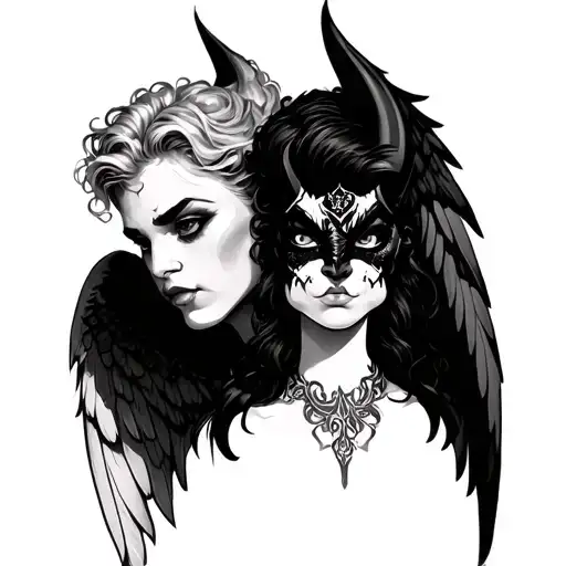 Angel And Devil Gotique Caricatures