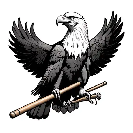 Bald Eagle With Pool Cue Stick