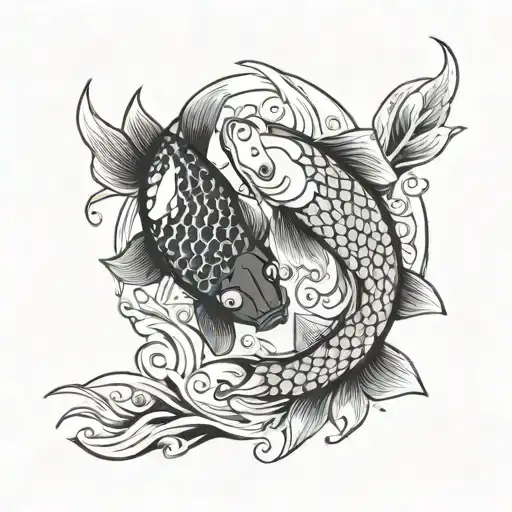 Yin Yang Koi Fish Swimming Aggressively