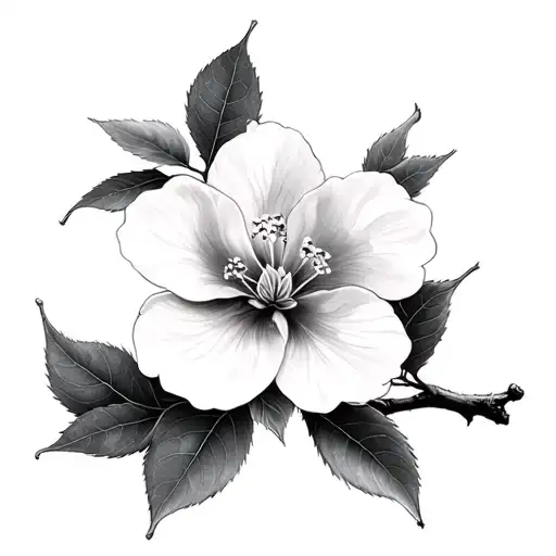 Apple Tree Flower On A Branch With Leaves