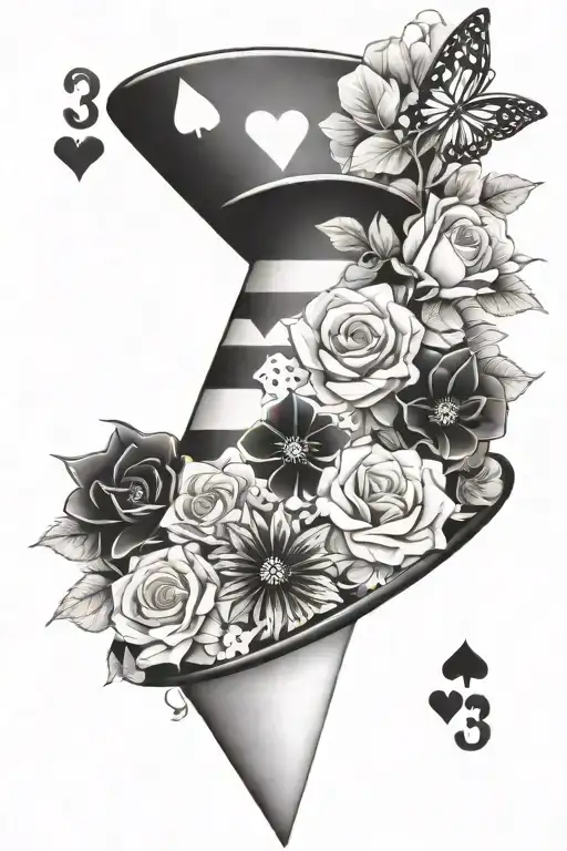 Traffic Cone With Narcissistic Flowers And 333 Deck Of Cards