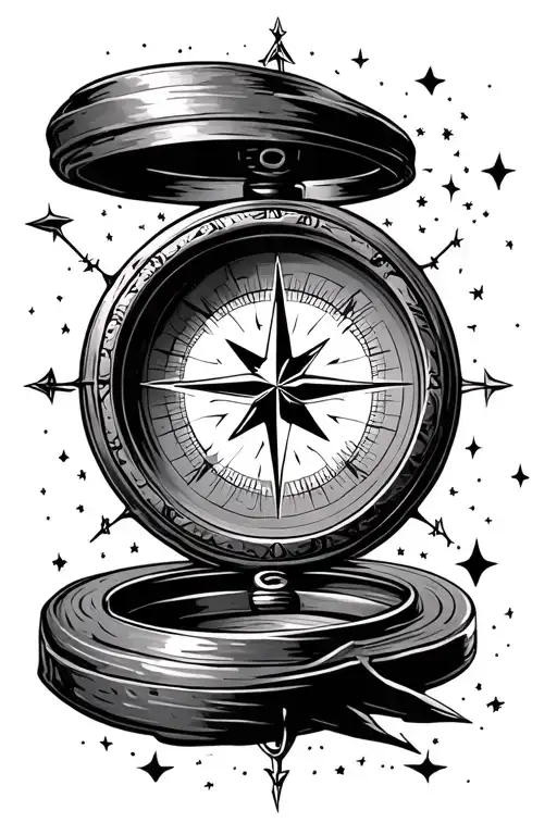 Compass Pointing At A Star Constellation