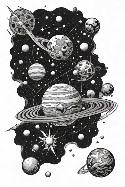 Universe With Planets Galaxies And Black Hole Sucking